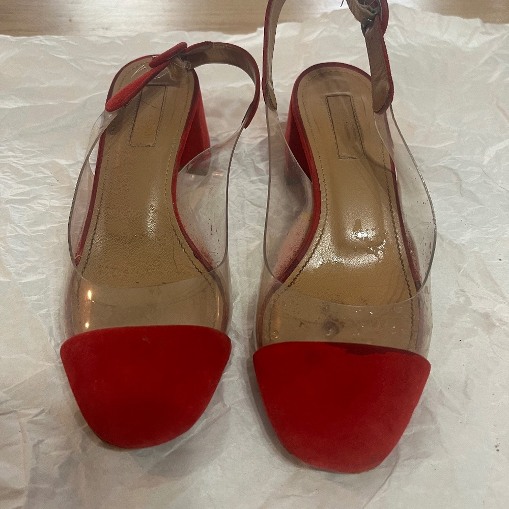AQUAZZURA optic slingback in red suede